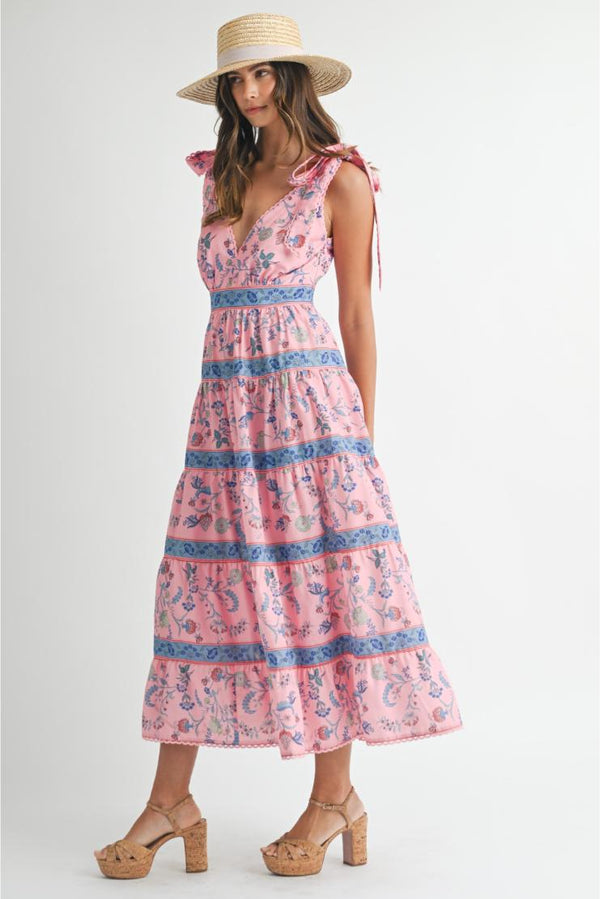 PRE-ORDER ONLY! (ETA is mid June) Summer Floral Print Tiered Midi Maxi Dress