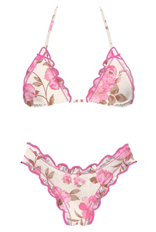 Rosalina Pink Florals Ruffle Bikini Top & Bottoms (Sold Separately)