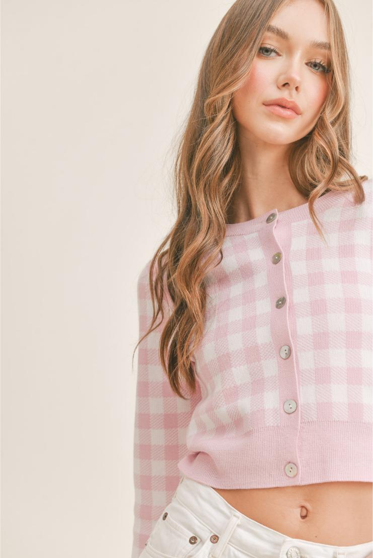 Hannah Gingham Button Up Cardigan & Cami (Sold Separately)