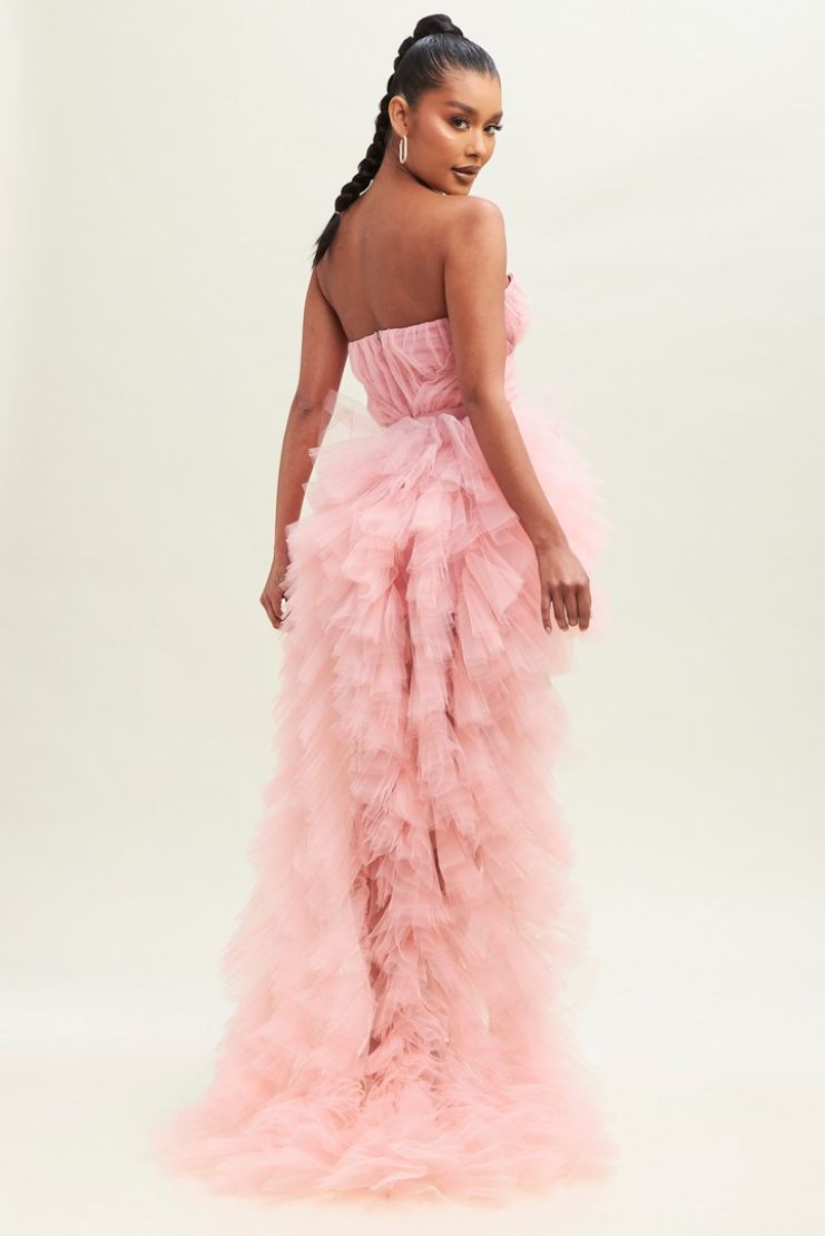Zendaya High Low Layered Tulle Gown - Pink