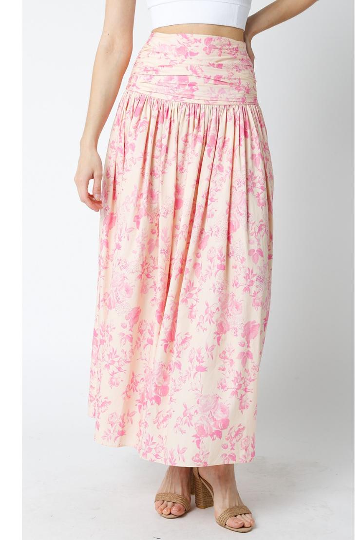 Clara Pink Vintage Floral Maxi Skirt