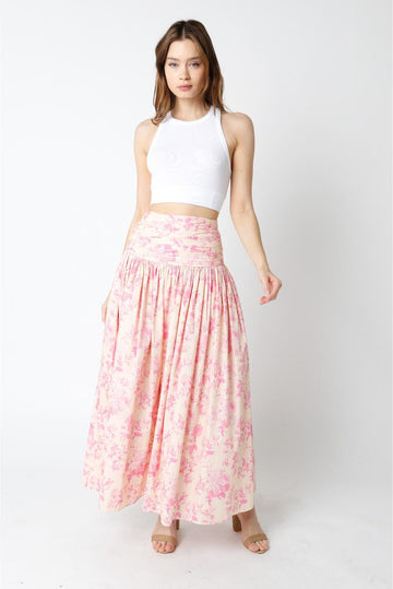 Clara Pink Vintage Floral Maxi Skirt