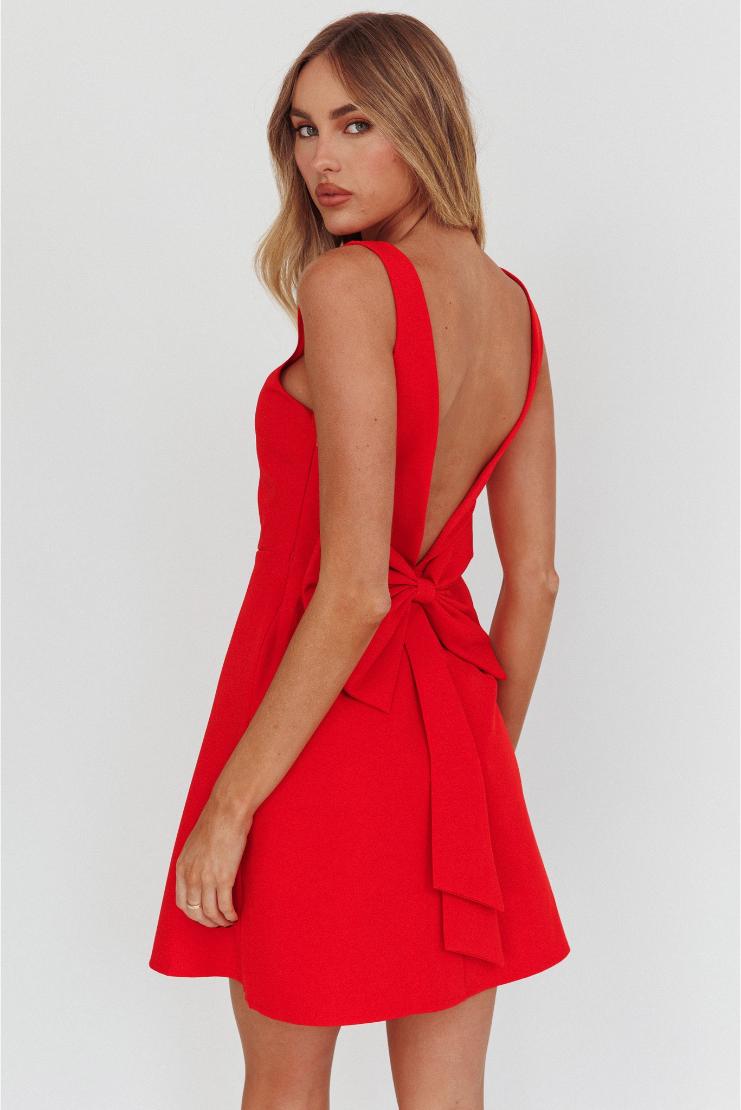 slim fit dress slacks Found You Square Neck Flared Mini Dress Red M main image 0
