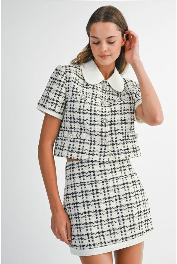 Blaire Plaid Tweed Cropped Jacket & Mini Skirt (Sold Separately)