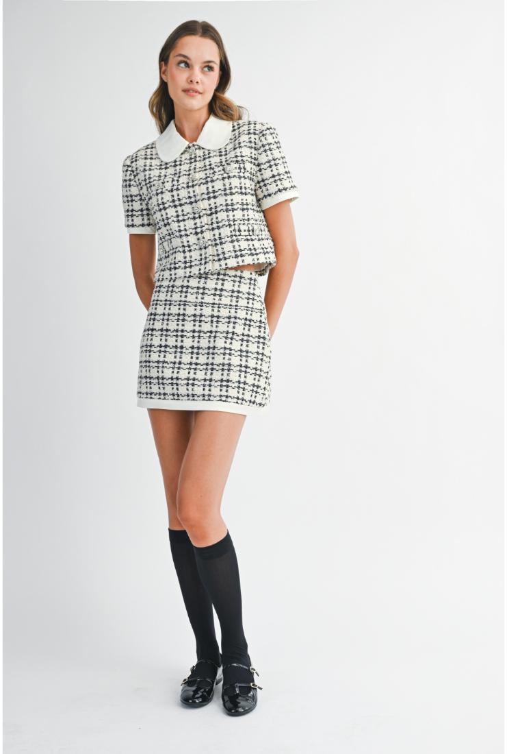 Blaire Plaid Tweed Cropped Jacket & Mini Skirt (Sold Separately