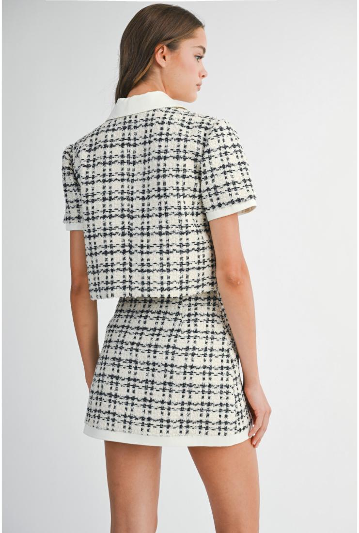 Blaire Plaid Tweed Cropped Jacket & Mini Skirt (Sold Separately