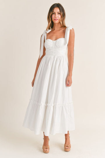 Abigail Poplin Midi Dress - White