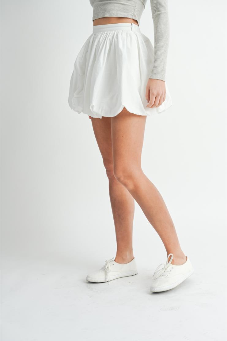 Poppy Poplin Bubble Hem Mini Skirt - White – Pippa & Pearl