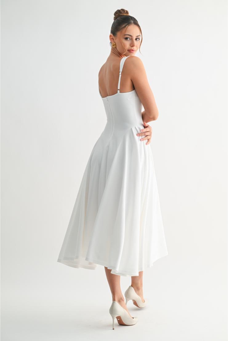 white flare midi dress Women's Monroe Scoop Neck Fit 'N - In Size Medium Women Plus Size Blue calf 48 from top taille:4 Evening & Prom Dress