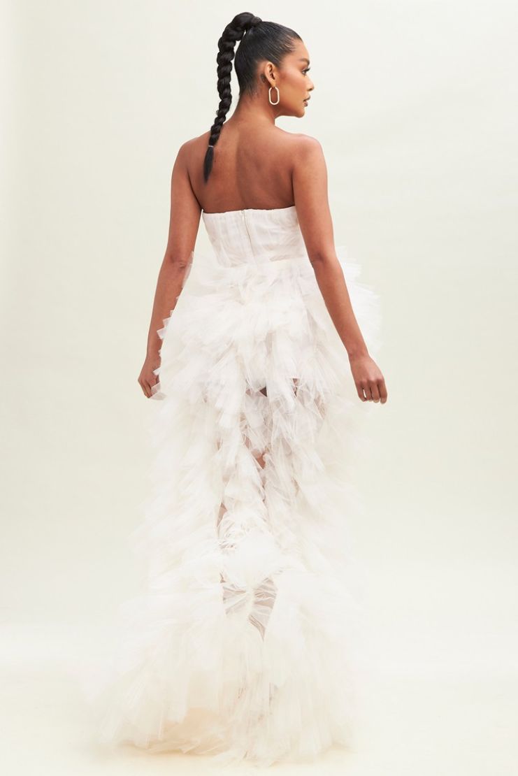Zendaya High Low Layered Tulle Gown - Ivory