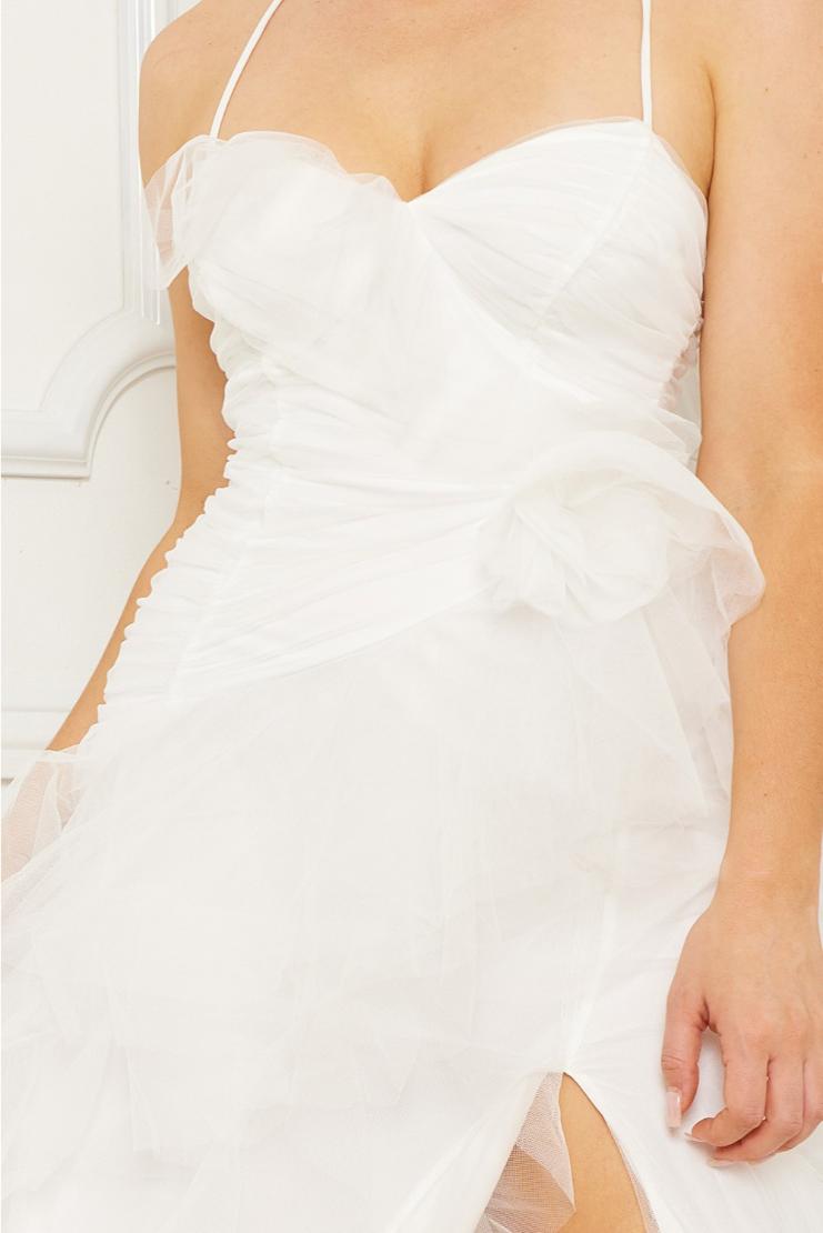 Women's Gracie Tulle Layer Ruffle Maxi - White in Size Large - Pippa & Pearl Women's Gracie Tulle Layer Ruffle Maxi - White in Size Large - Pippa & Pearl