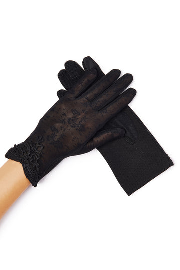 Jasmine Sheer Lace Gloves - Black