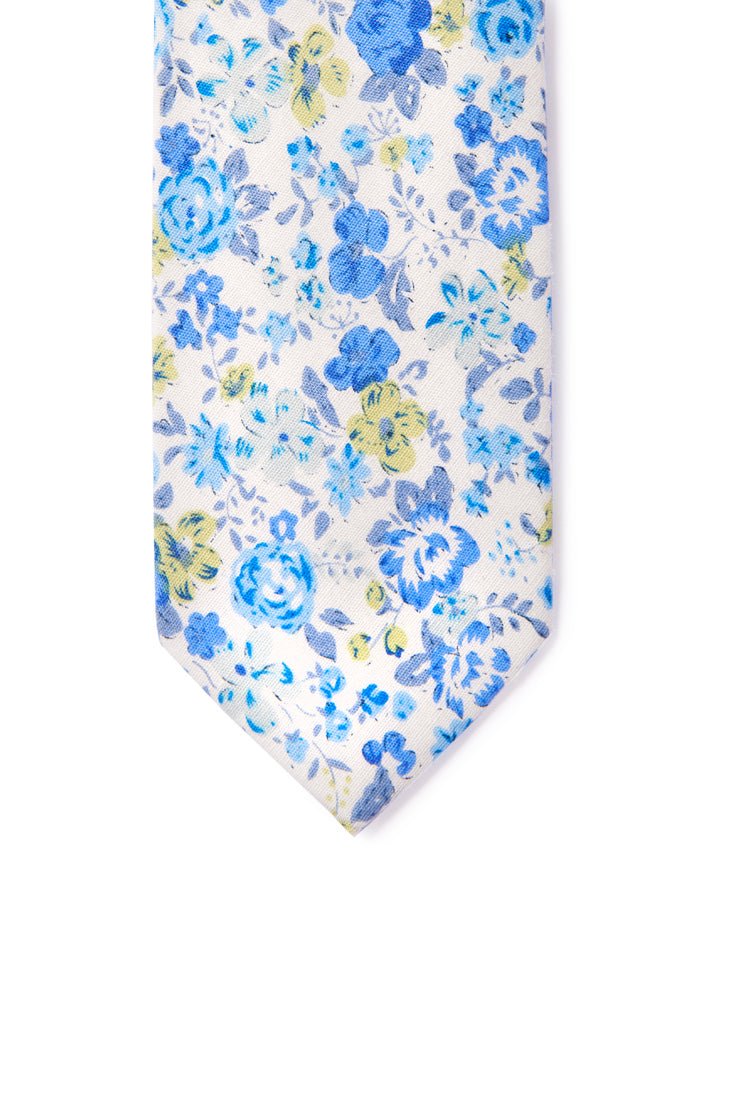 Constantine Floral Print Necktie - Blue