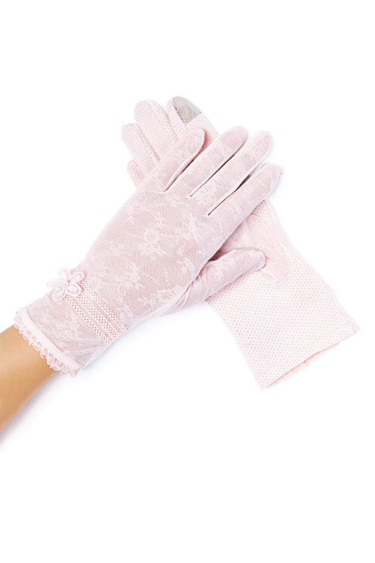 Ava Sheer Lace Gloves - Pink