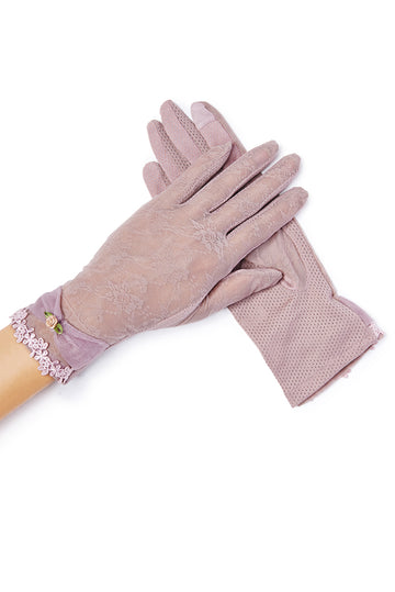 Eliza Floral Sheer Tea Time Gloves - Lavender