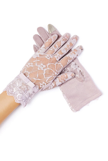 Amelie Sheer Lace Gloves - Purple