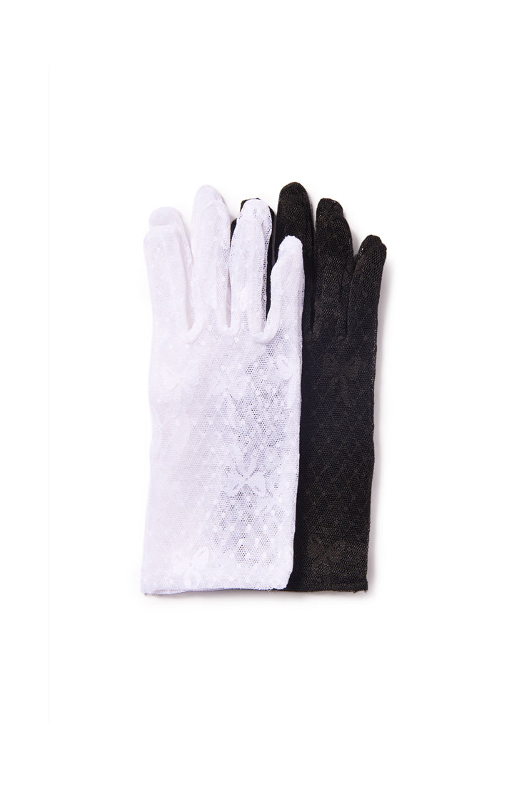 black and white lace gloves