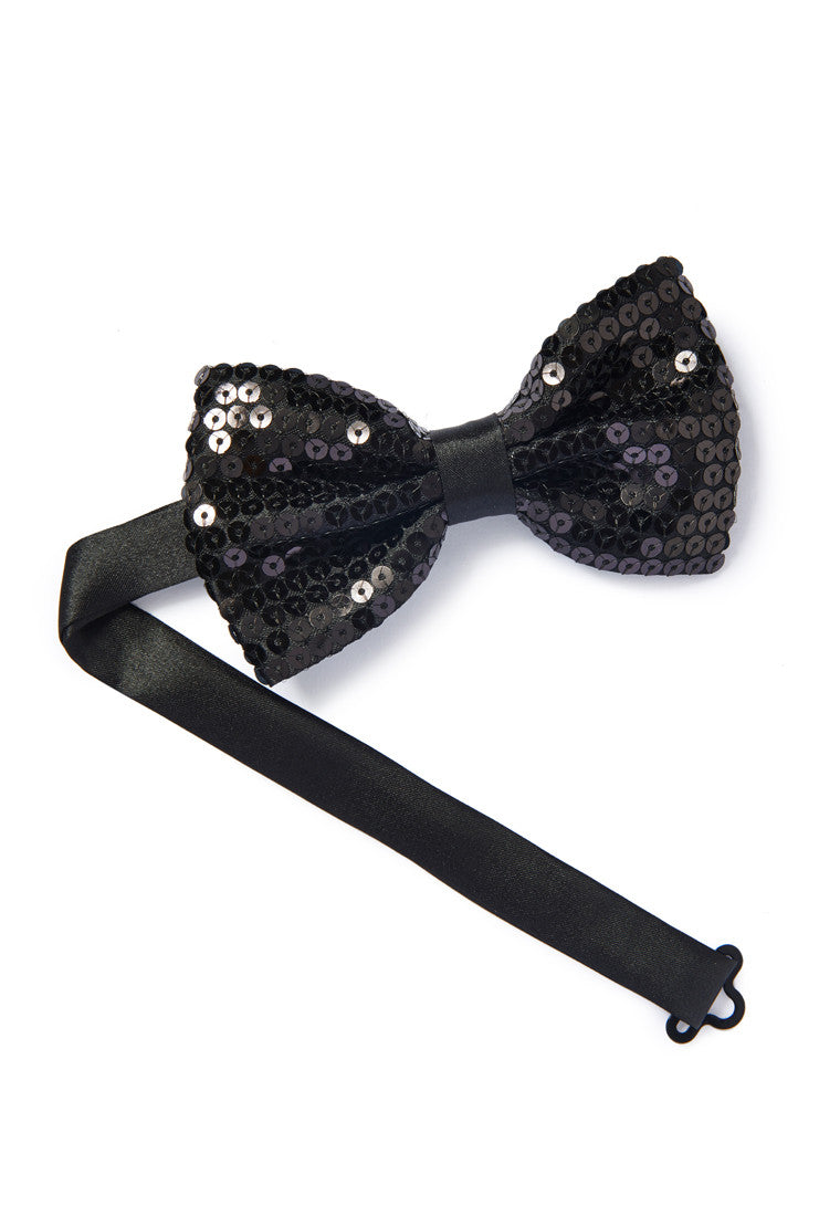 Black Sequin Bow Tie