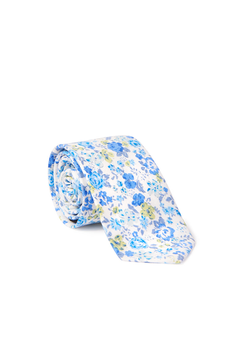 Constantine Floral Print Necktie - Blue