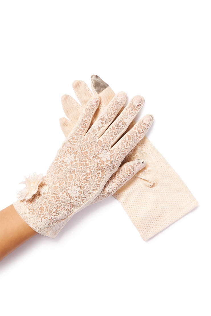 cream lace gloves
