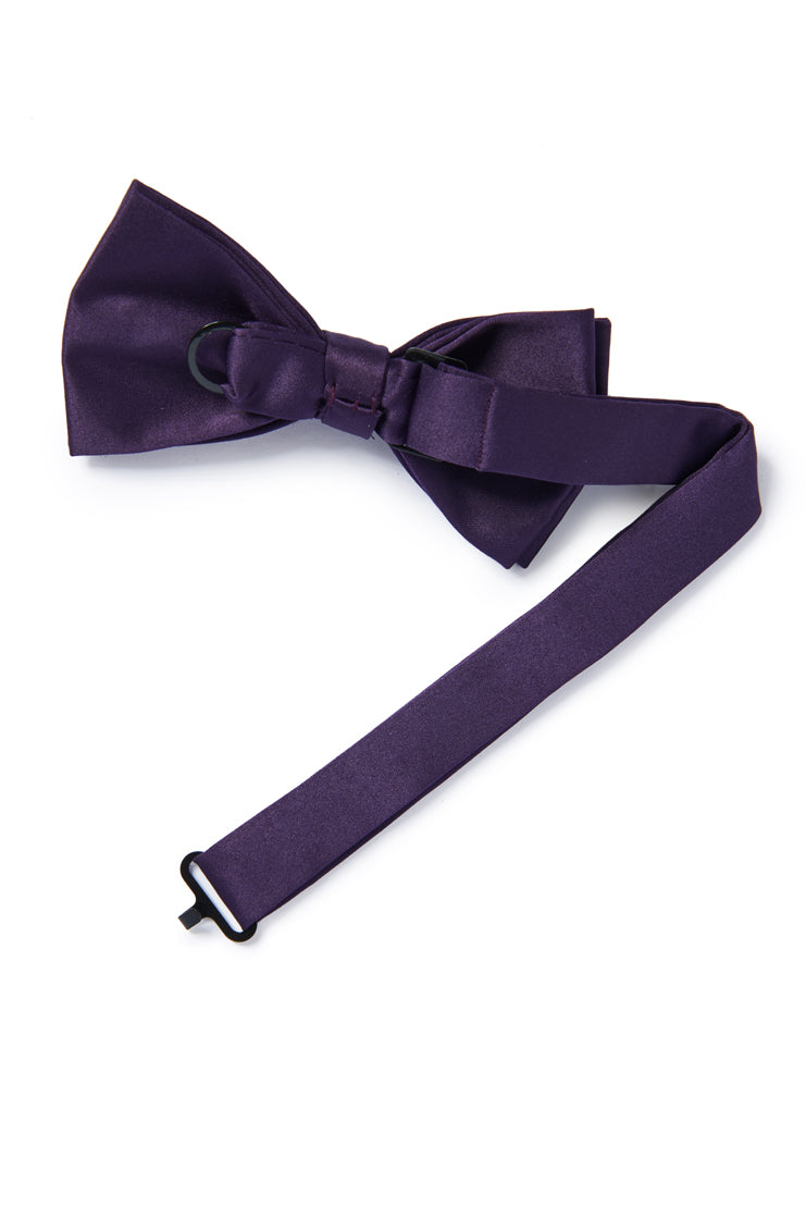 Satin Dark Plum Purple Bow Tie