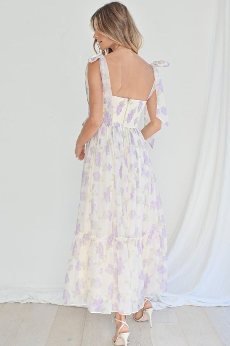 Abigail Lavender Florals Midi Dress