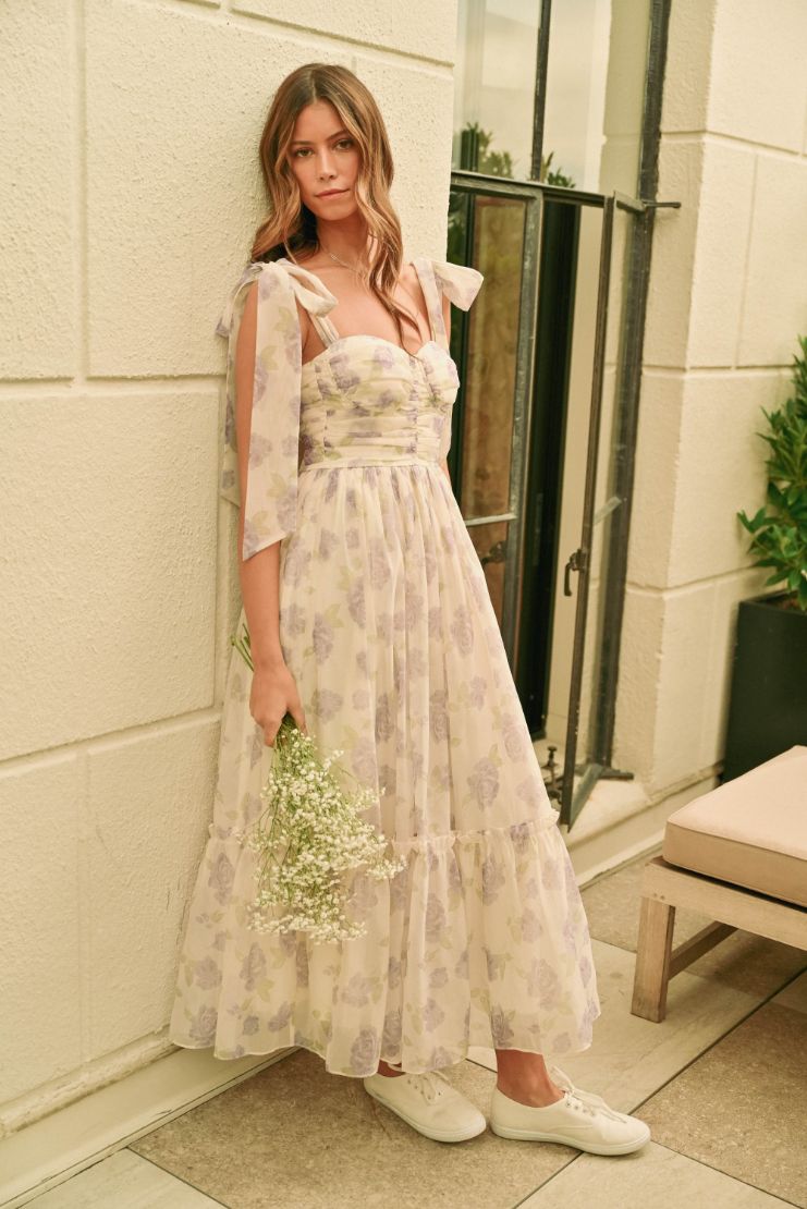 Abigail Lavender Florals Midi Dress – Pippa & Pearl