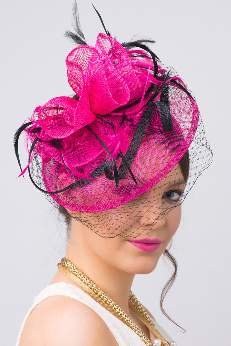 Noor Fascinator - Fuchsia And Black