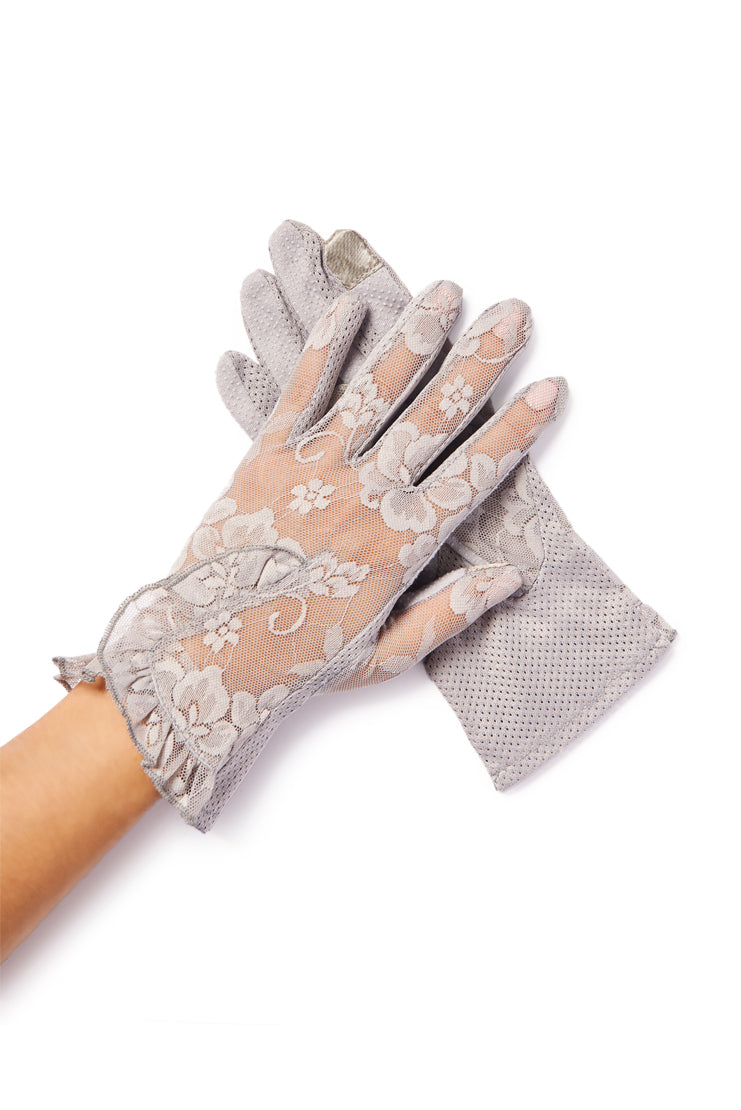 gray lace sheer gloves