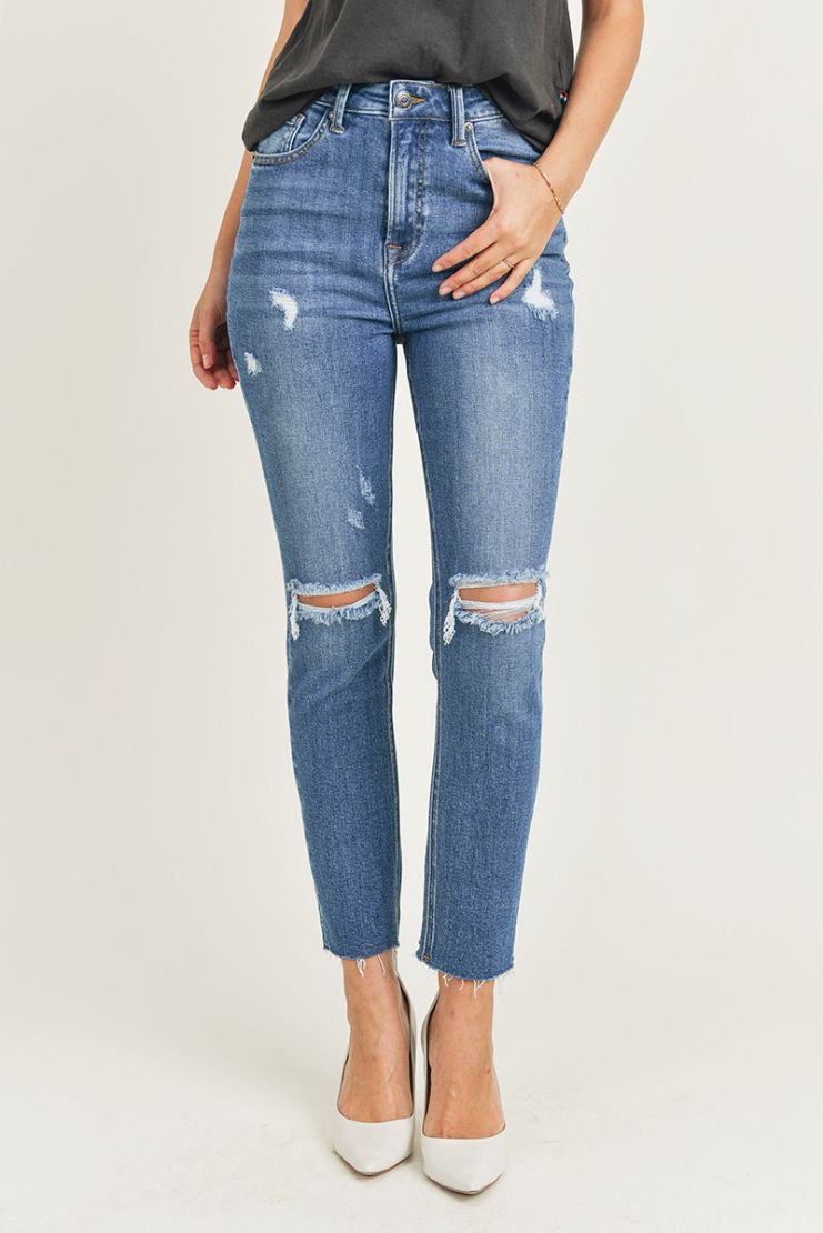 High Rise Distressed Skinny Jeans