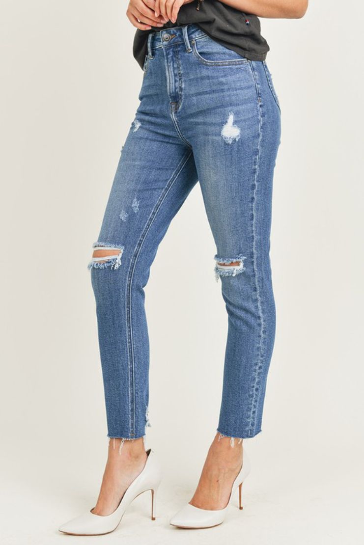 High Rise Distressed Skinny Jeans