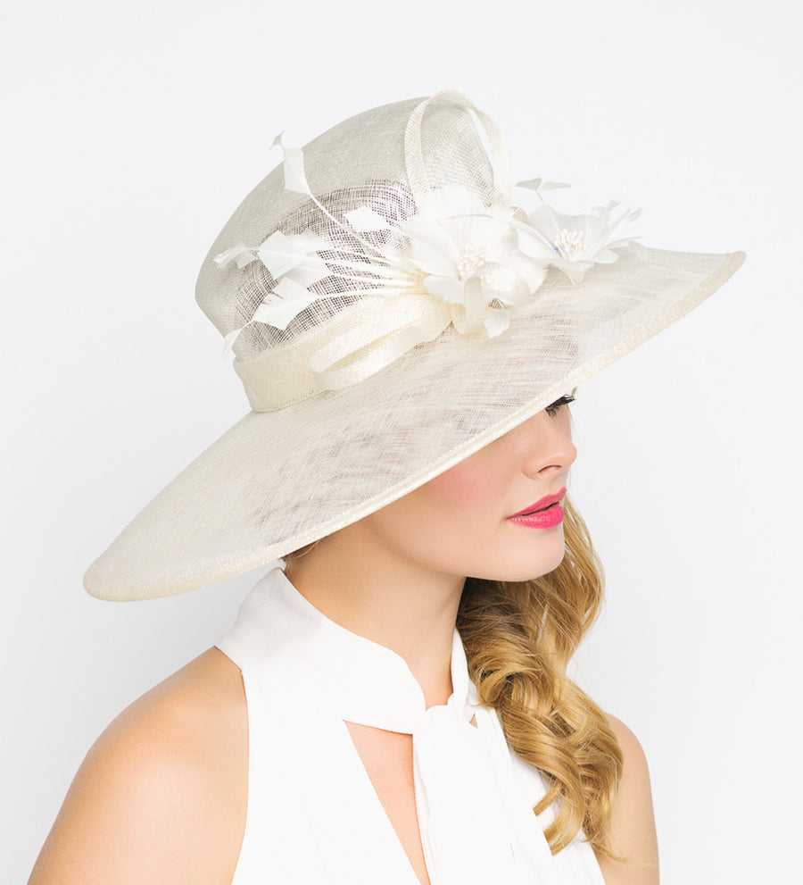 Women's Alexandria Wide Brimmed Sun Hat - Ivory - Pippa & Pearl