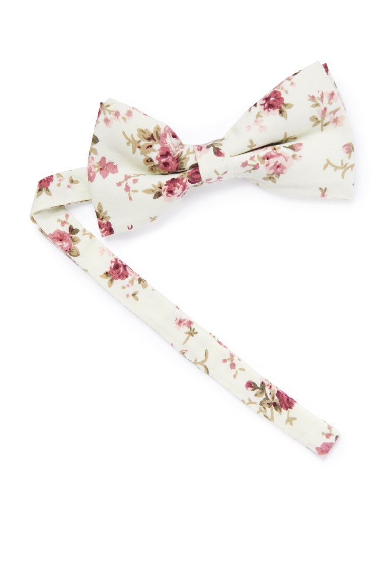 Floral Bow Tie - Ivory & Pink