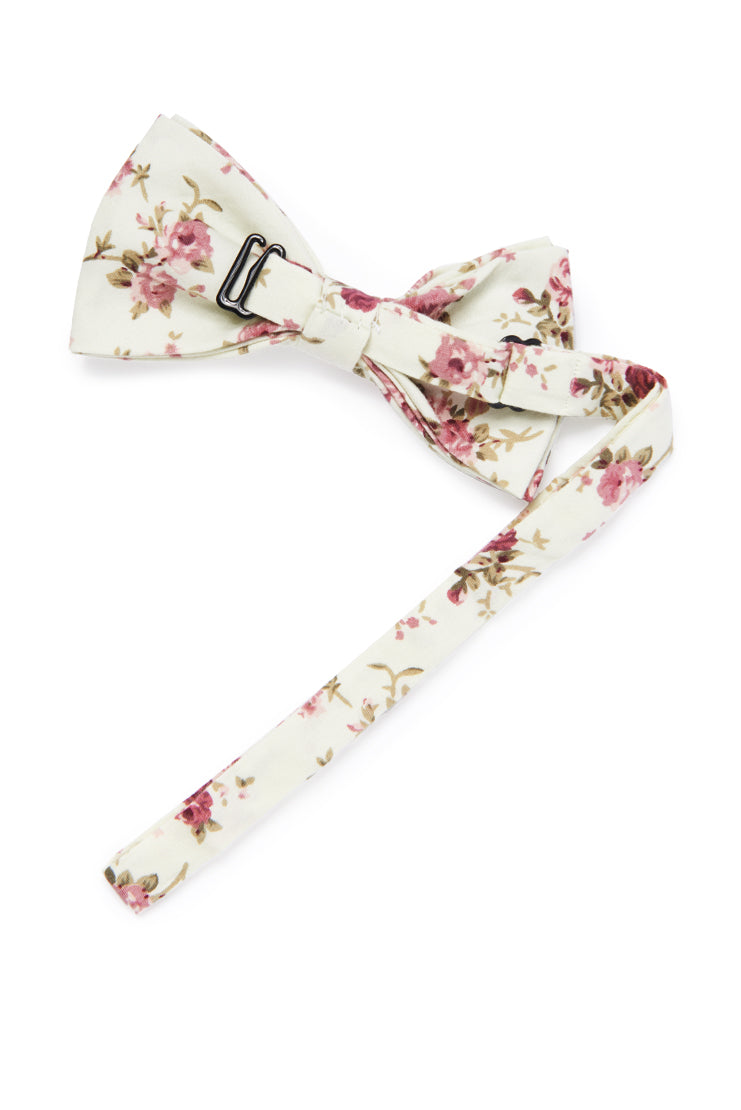 Floral Bow Tie - Ivory & Pink