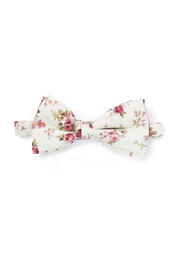 Floral Bow Tie - Ivory & Pink