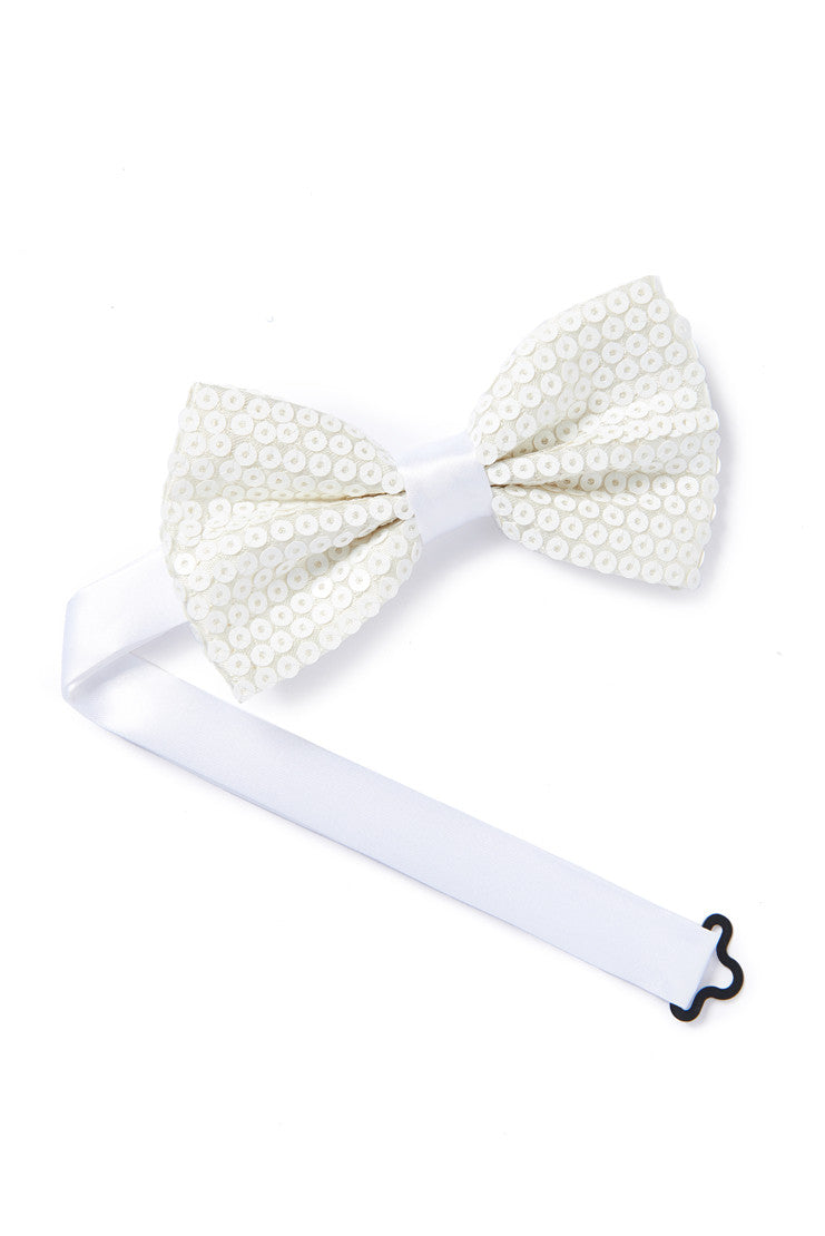Sequined Ivory Bow Tie