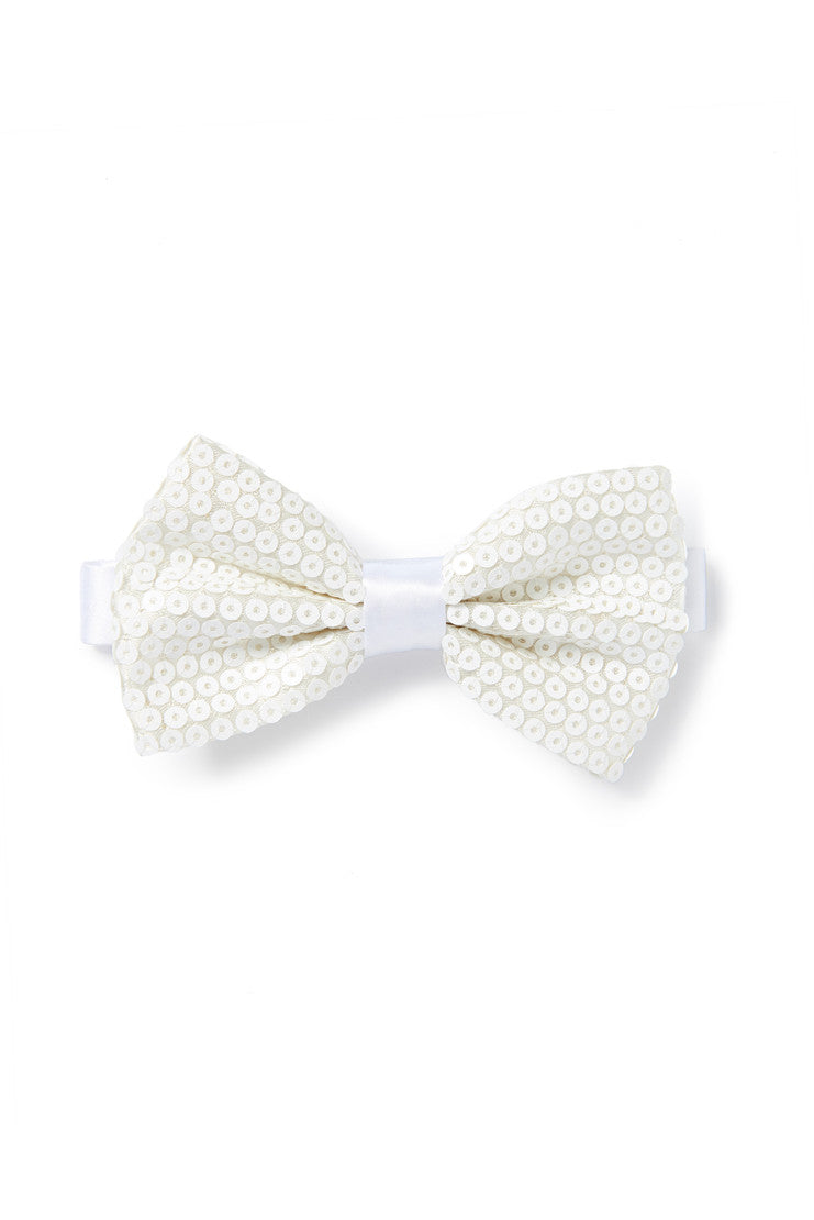 White Sequined Bow Tie