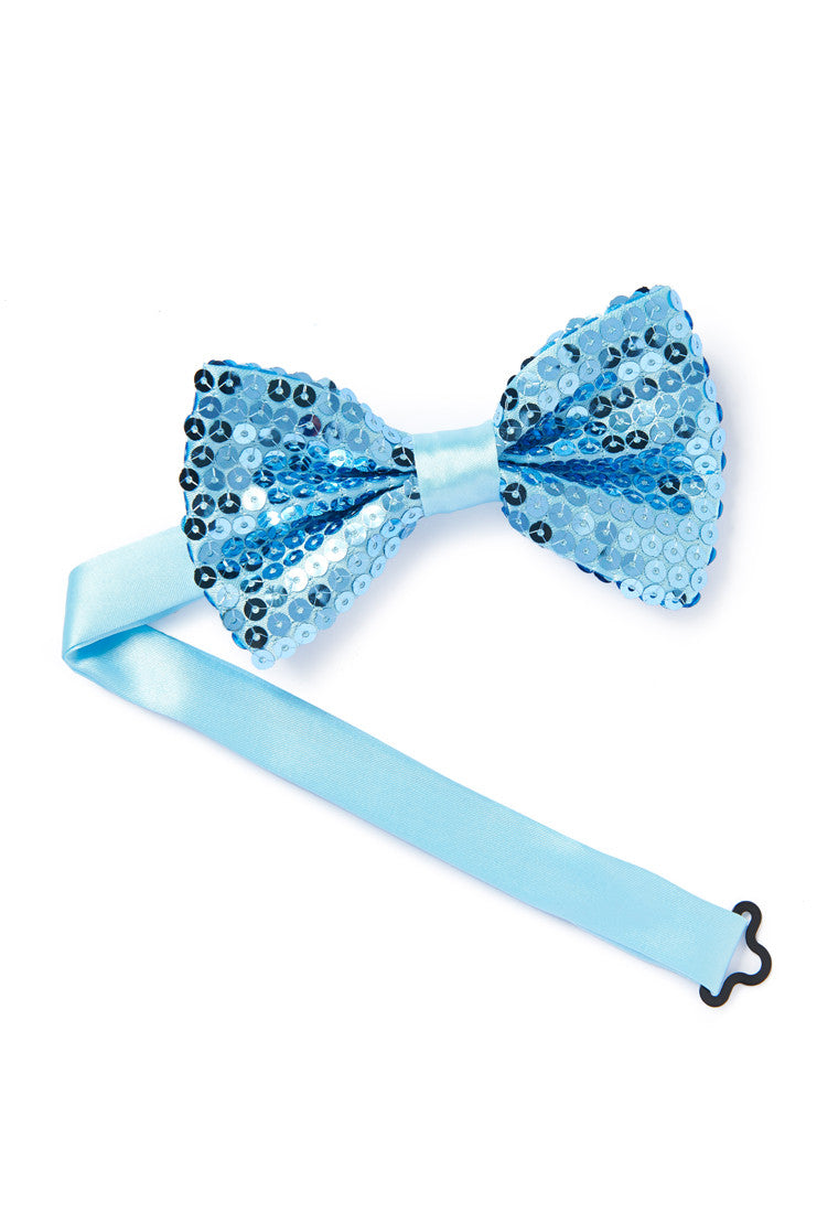 blue sequined bow tie