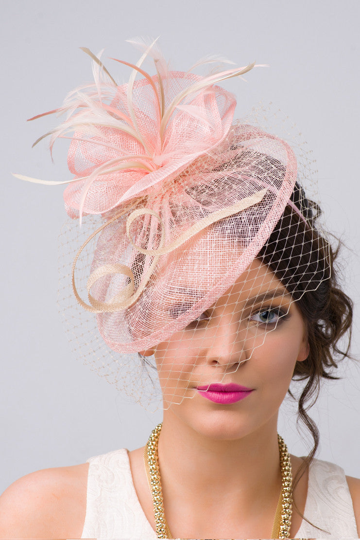 Noor Fascinator - Light Pink And Ivory