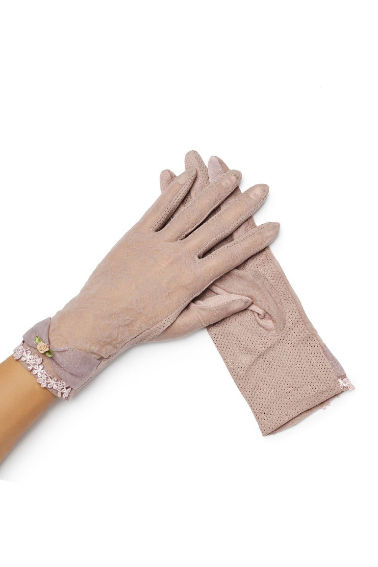 Eliza Floral Sheer Tea Time Gloves - Vintage Purple