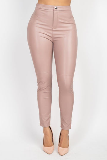 Mila Mauve Pink Faux Leather Pants