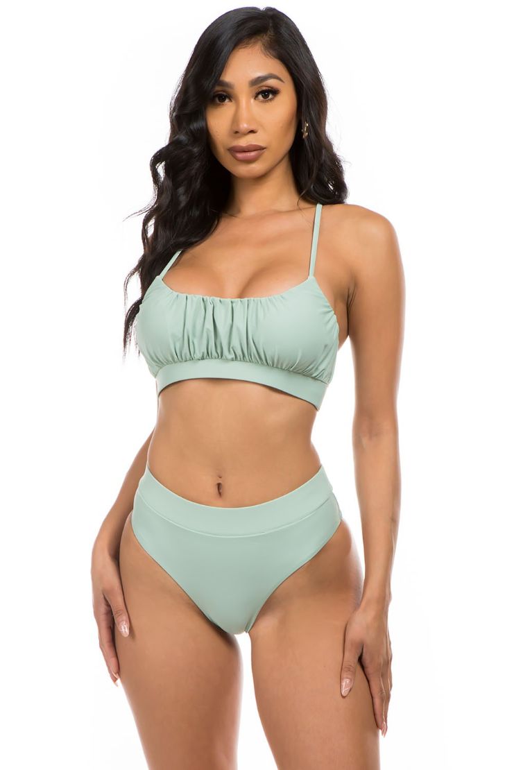 Mirah Mint Green Ruched Bikini