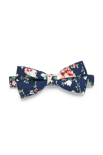 Shabby Chic Floral Bow Tie - Navy Blue