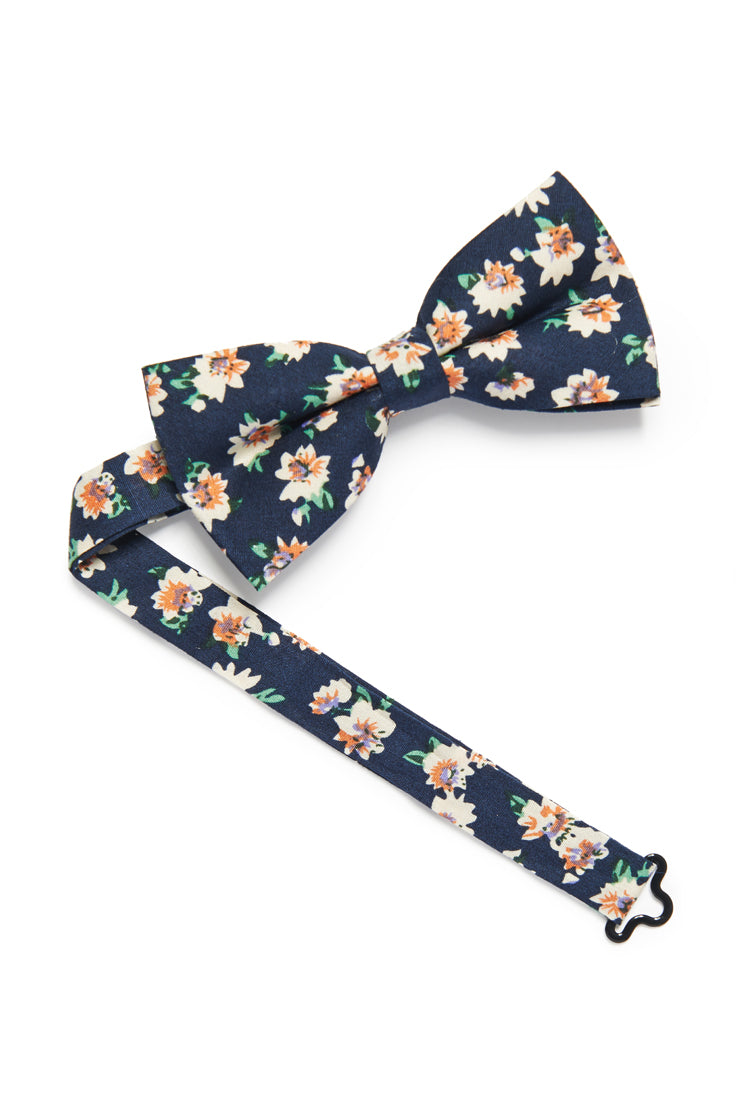 Daisy Floral Bow Tie - Navy Blue