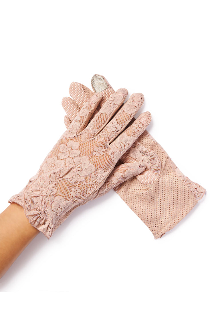sheer pink lace gloves