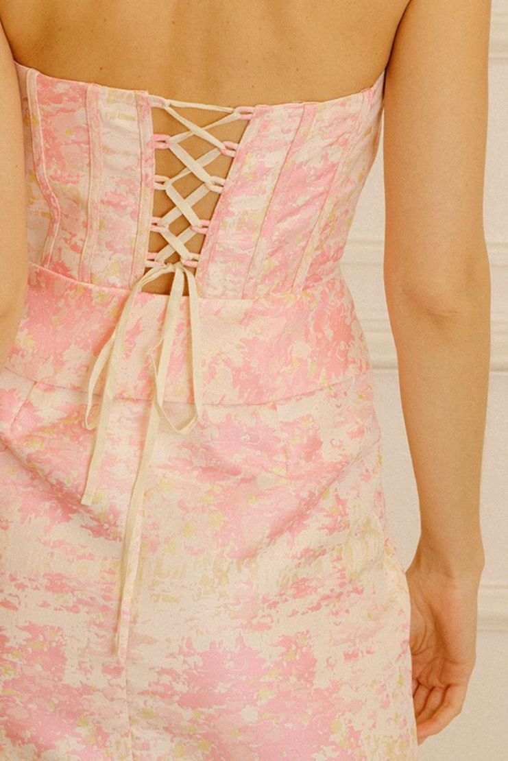 Jilly Floral Print Strapless Corset Mini Dress