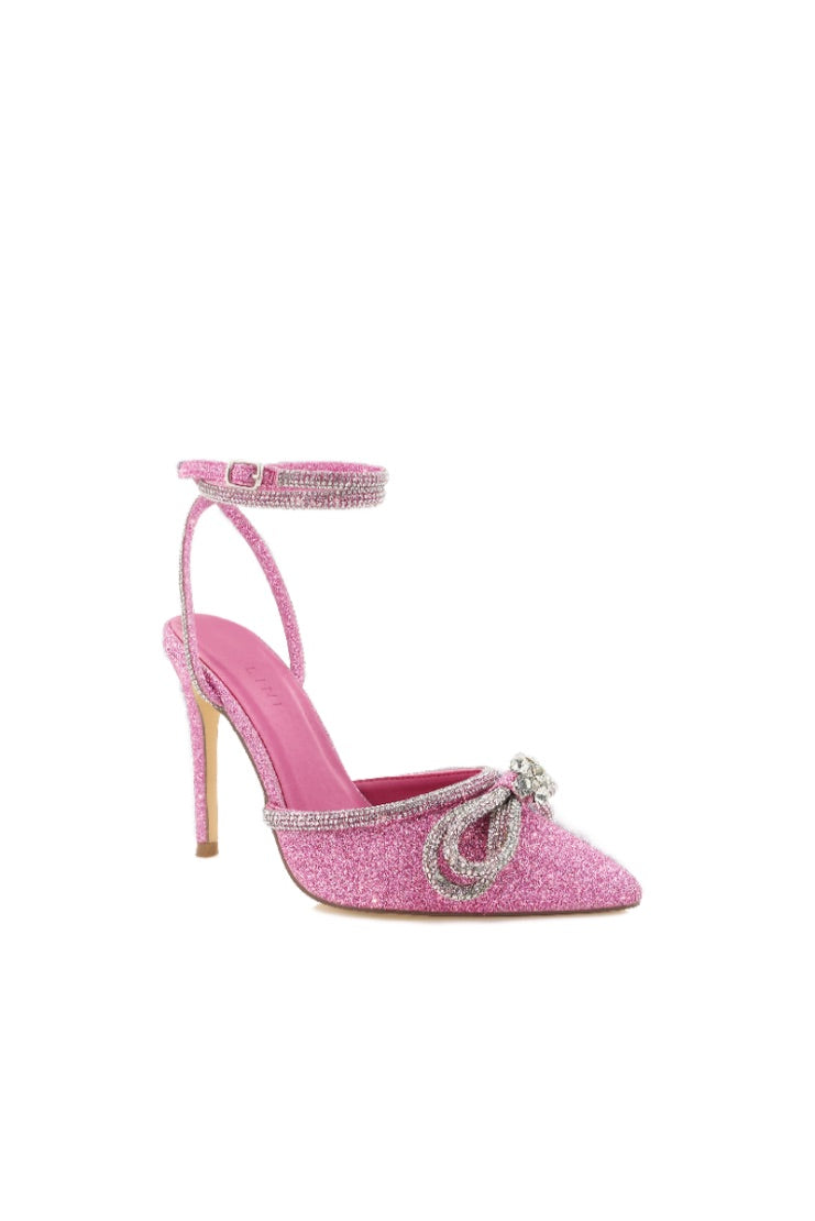 Cinderella Pink Glitter Bow Heel