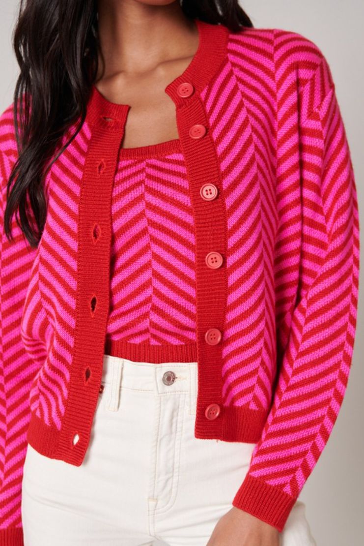 Calista Button Chevron Cardigan (Sold Separately)