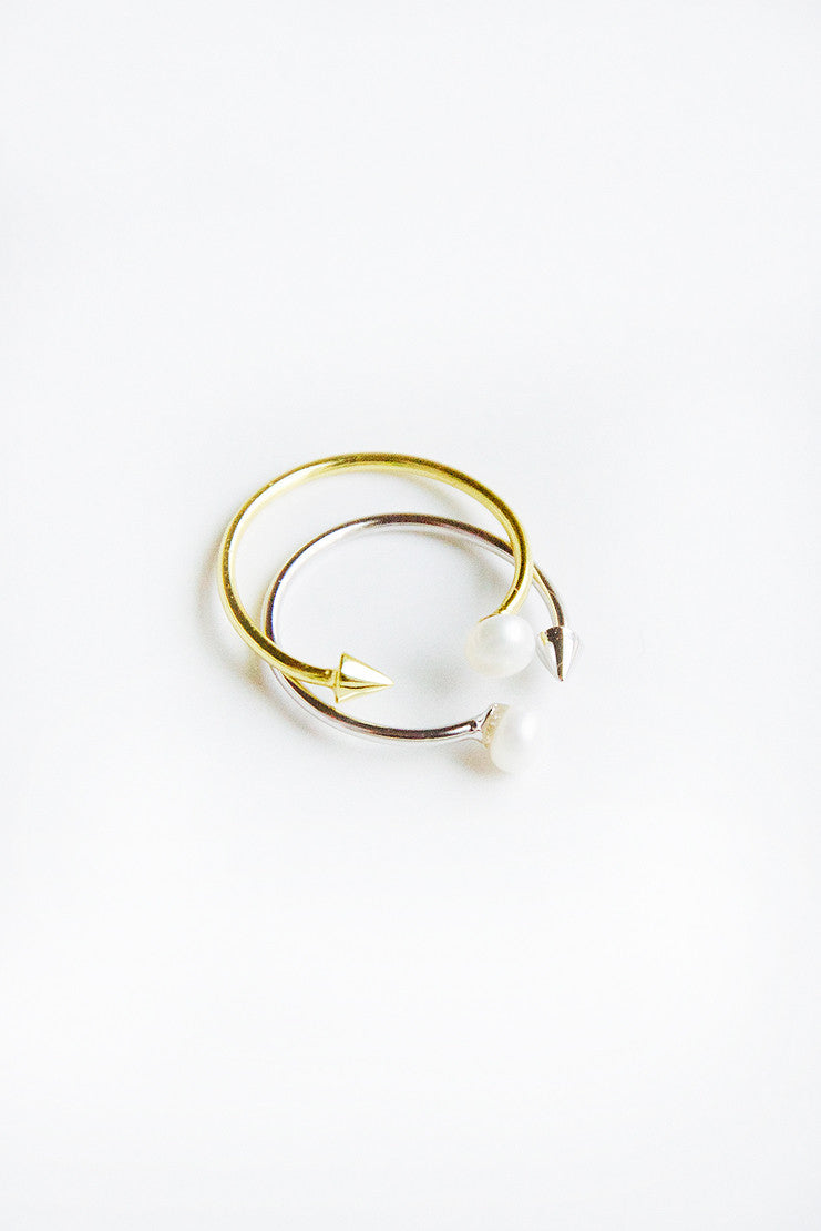 Spike & Pearl Ring -Silver