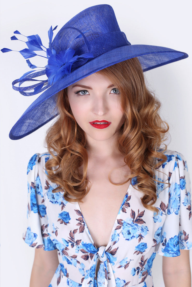 Royal blue occasion hat top